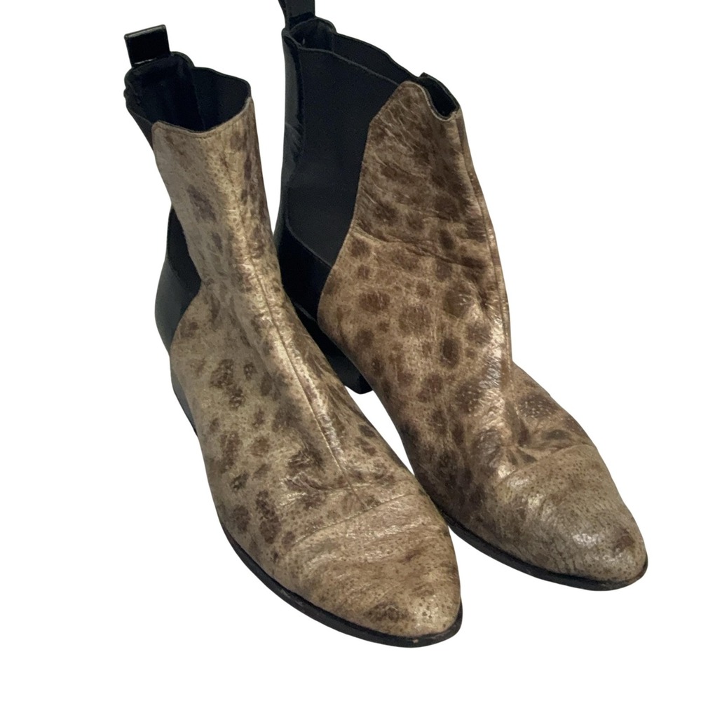 3.1 Phillip Lim Boots Womens Size 9 Brown Leather Chelsea Animal Print Ankle